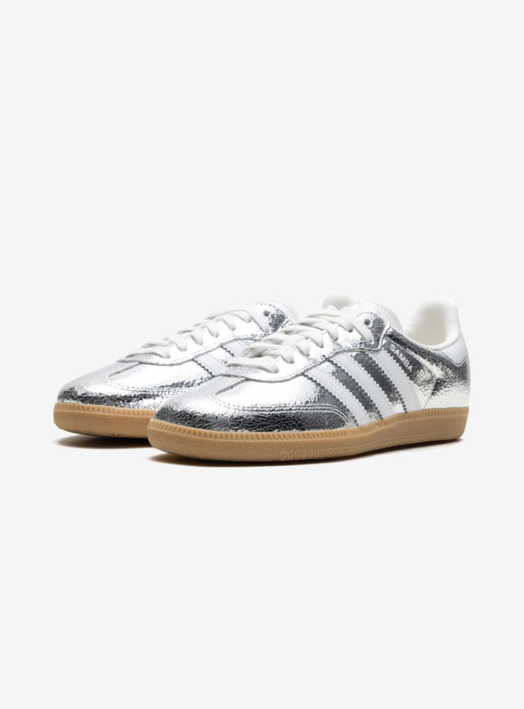 AD Samba OG Silver Metallic Cracked Leather
